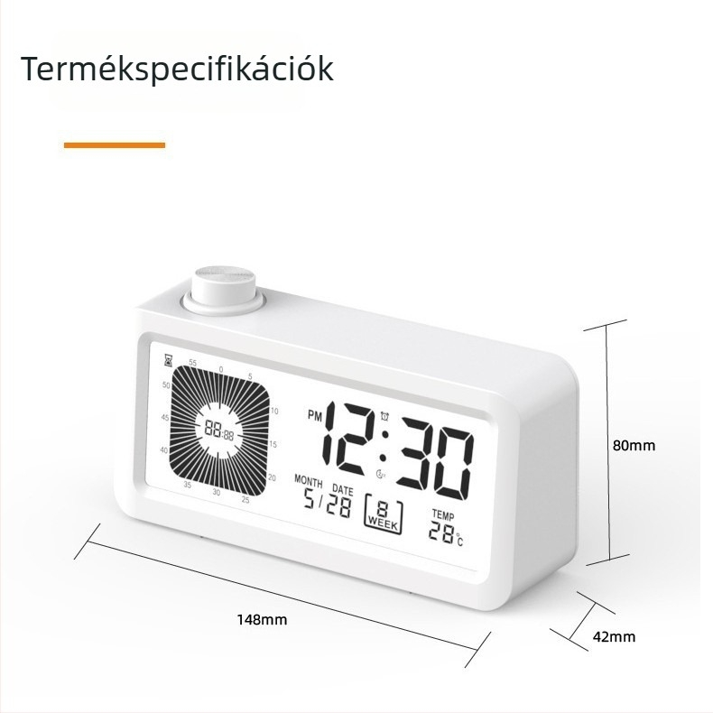 Kettős kijelzős időzítő óra (analóg + digitális) – hőmérő, ébresztő, kronométer, naptár