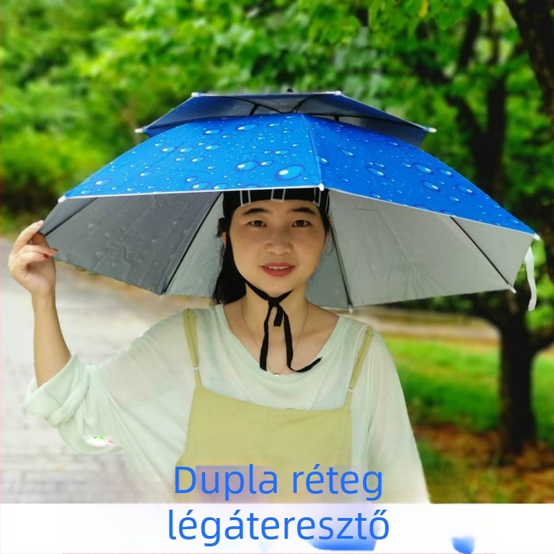 Fejre szerelt esernyősapka virágmintás anyaggal, 7 vas bordázat keret, manuális nyitás-zárás, napvédő sapka