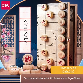 Mágneses tömörfa kínai sakkkészlet, összecsukható és hordozható, oktató játék