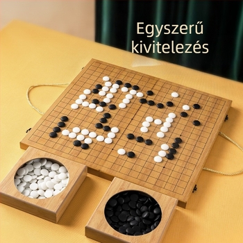 Fa Go készlet gyerekeknek és kezdőknek, összecsukható dobozzal, 19×19 tábla