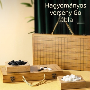 Fa Go készlet gyerekeknek és kezdőknek, összecsukható dobozzal, 19×19 tábla
