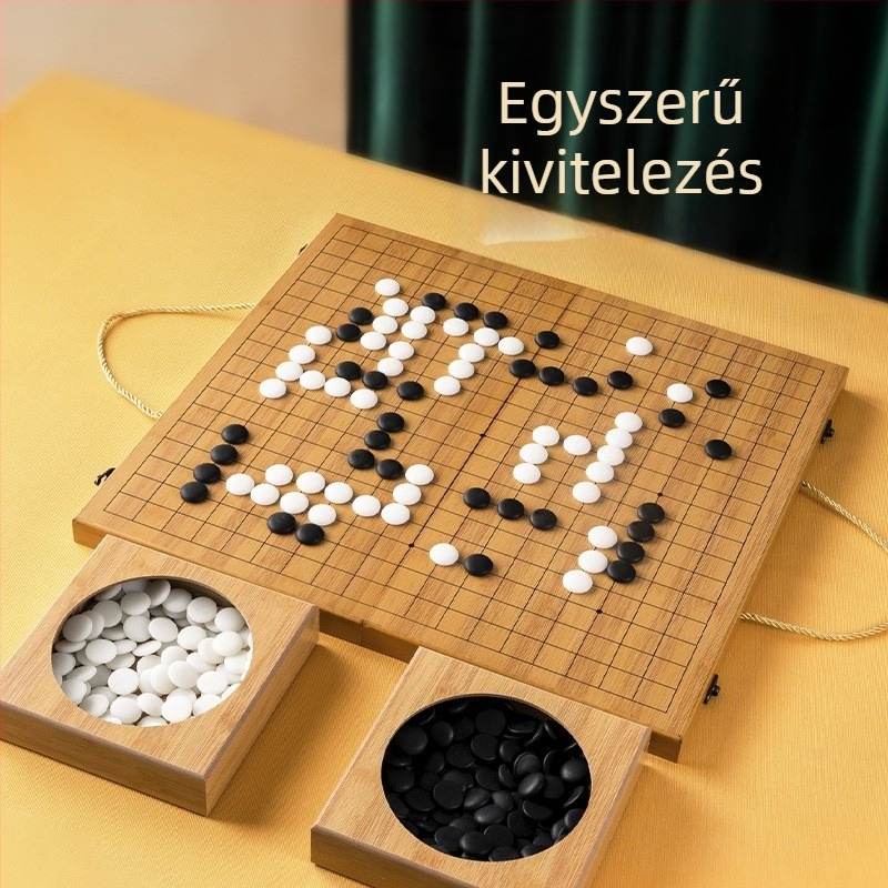 Fa Go készlet gyerekeknek és kezdőknek, összecsukható dobozzal, 19×19 tábla