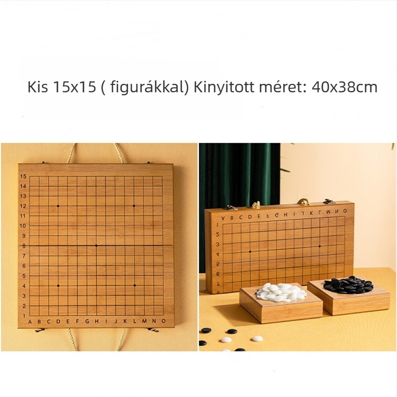 Fa Go készlet gyerekeknek és kezdőknek, összecsukható dobozzal, 19×19 tábla