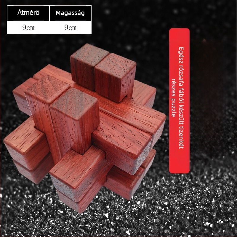 Fából készült Luban zár puzzle – szétszerelés és összeszerelés felnőtteknek és gyerekeknek; finommotorika és türelem fejlesztése; 7–14 éveseknek ajánlott; logó OEM testreszabás elérhető