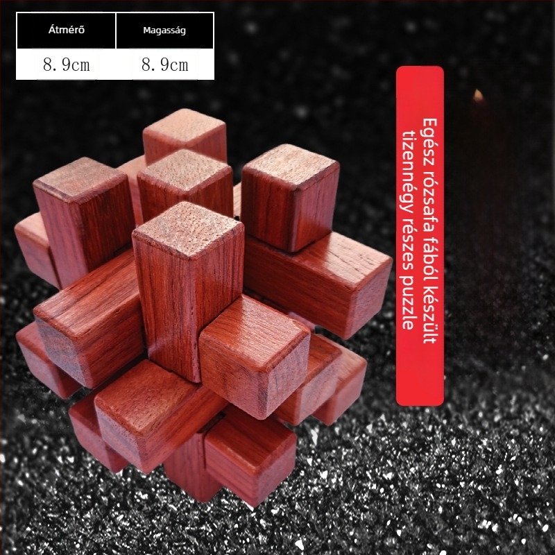 Fából készült Luban zár puzzle – szétszerelés és összeszerelés felnőtteknek és gyerekeknek; finommotorika és türelem fejlesztése; 7–14 éveseknek ajánlott; logó OEM testreszabás elérhető