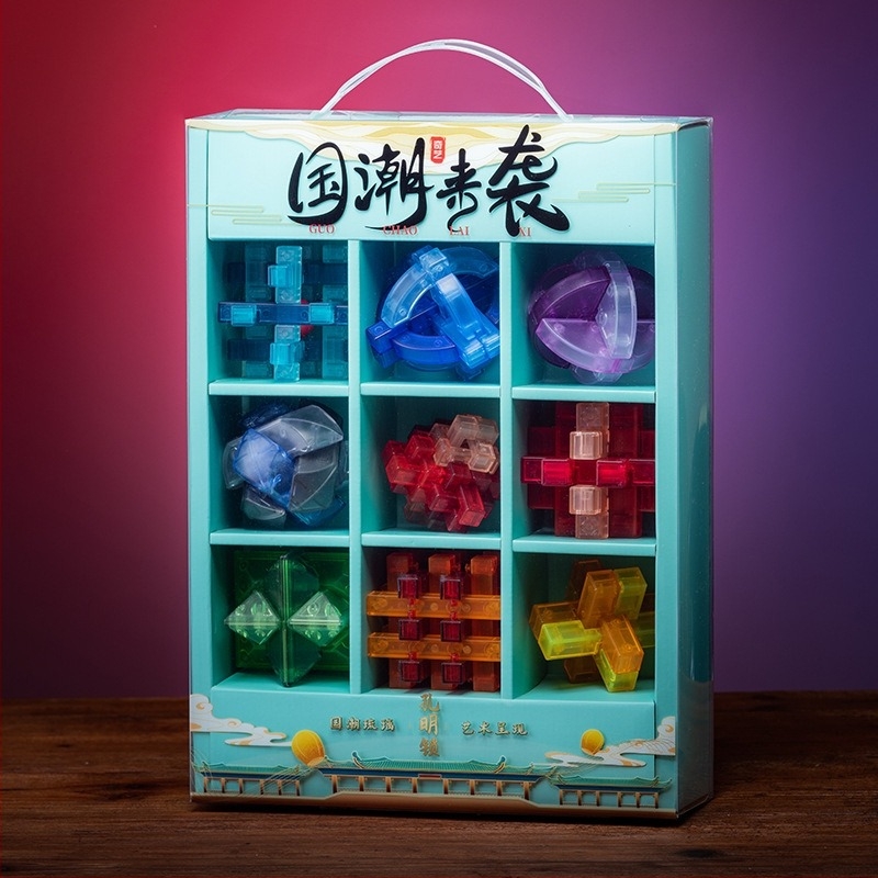 Kongming Lock/Luban Lock Puzzle Gömb – Oktatási játék, Műanyag, 154-es specifikáció, Dobozos csomagolás, OEM logó