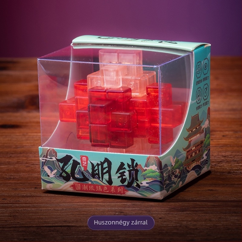 Kongming Lock/Luban Lock Puzzle Gömb – Oktatási játék, Műanyag, 154-es specifikáció, Dobozos csomagolás, OEM logó
