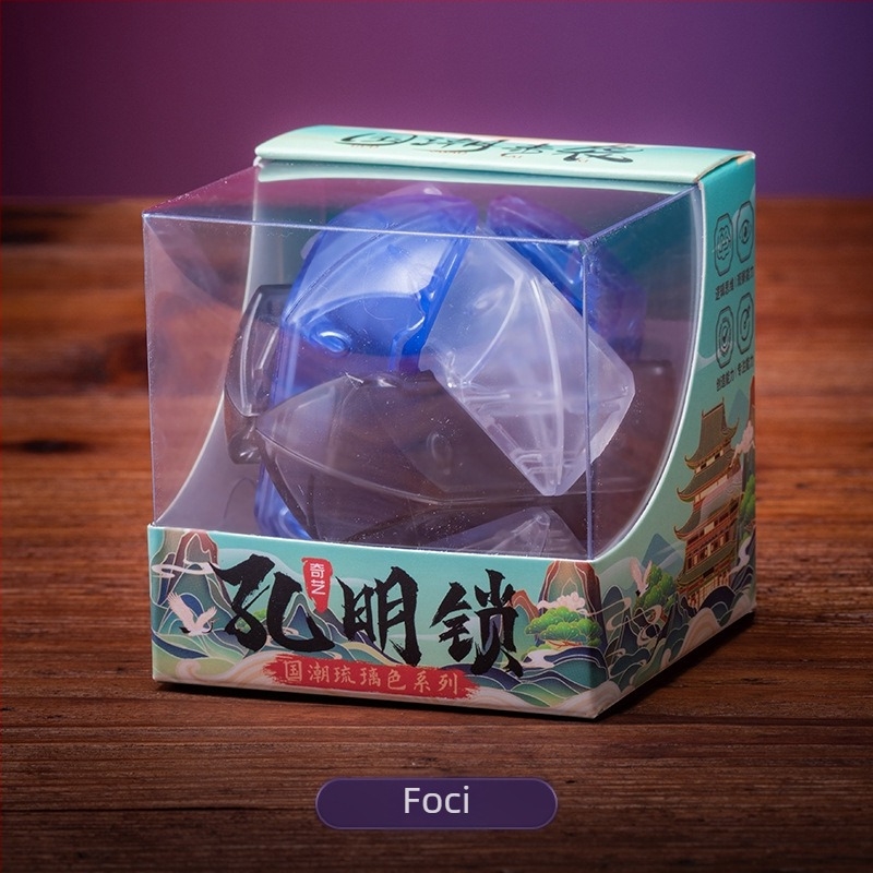 Kongming Lock/Luban Lock Puzzle Gömb – Oktatási játék, Műanyag, 154-es specifikáció, Dobozos csomagolás, OEM logó