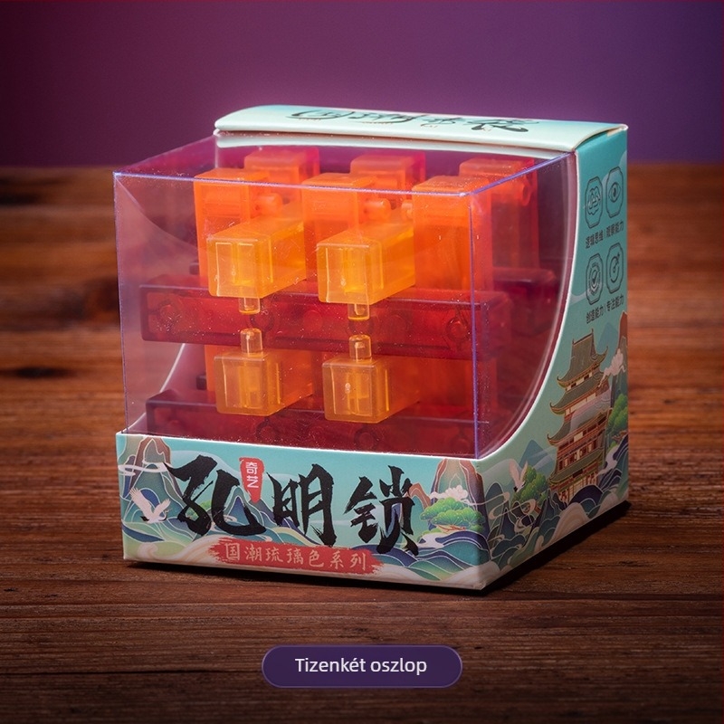 Kongming Lock/Luban Lock Puzzle Gömb – Oktatási játék, Műanyag, 154-es specifikáció, Dobozos csomagolás, OEM logó