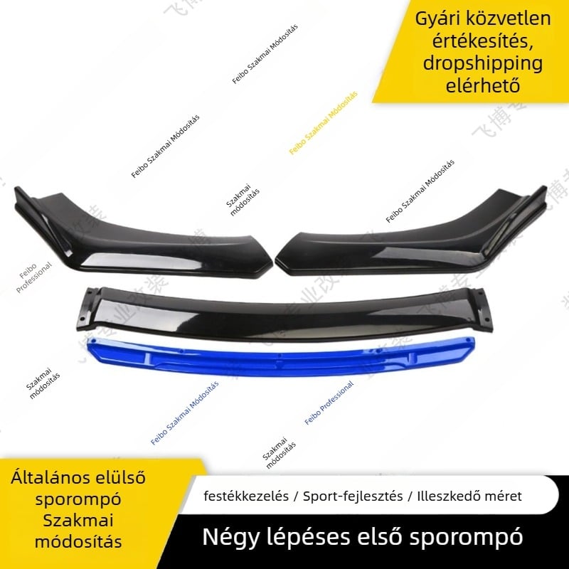 Honda Civic X generációhoz készült első lipspoiler – karbonmintázat, Huan Ni márka, ütközés elleni sarokvédő