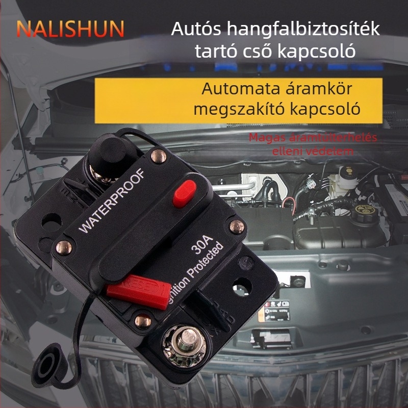 Autóhifi tápegység biztosítéktartóval és áramkör-szakítóval, nagy teljesítmény, automatikus kapcsoló
