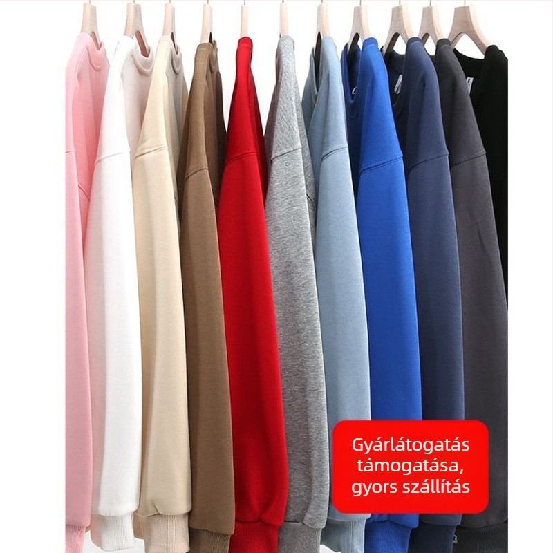 Férfiak és nők kereknyakú, 100% pamut pólók és pulóverek, hosszú ujjú, laza szabás, őszi–téli diák egyenruha logóval