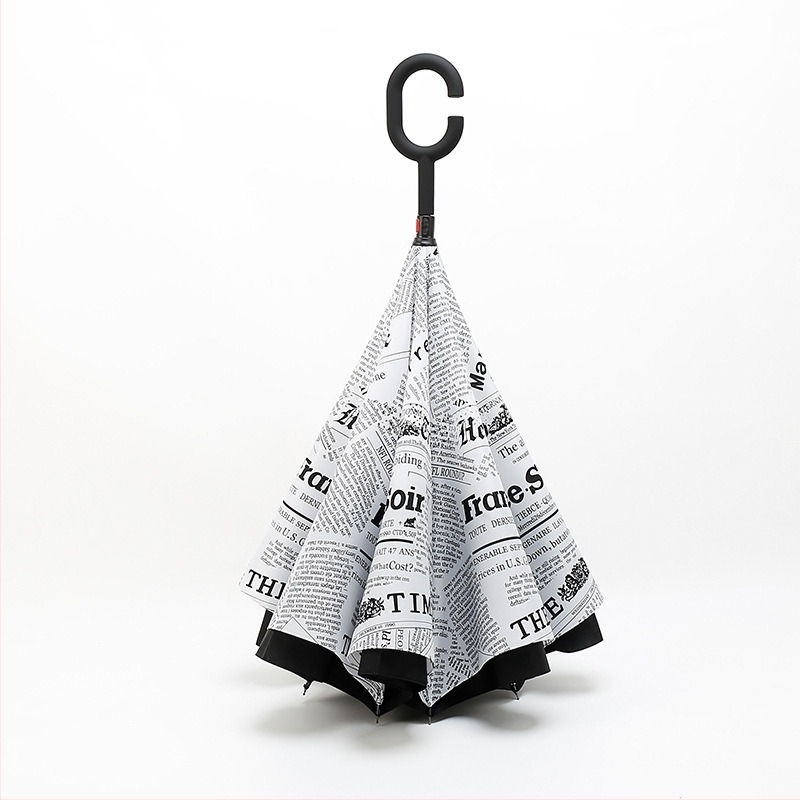 Reklám visszafelé hajtogatható esernyő, kétszintes, 8 borda, poliészter 190T, kézi nyitás, logó nyomtatás