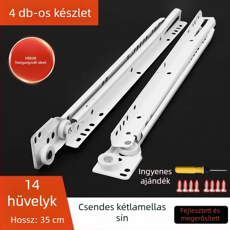 Két részes fiókcsúszka, oldalsó szerelésű gardrób/szekrény számára, hidegen hengerelt acél, modell Zg-20221201009, standard felület, Modern minimalist stílus