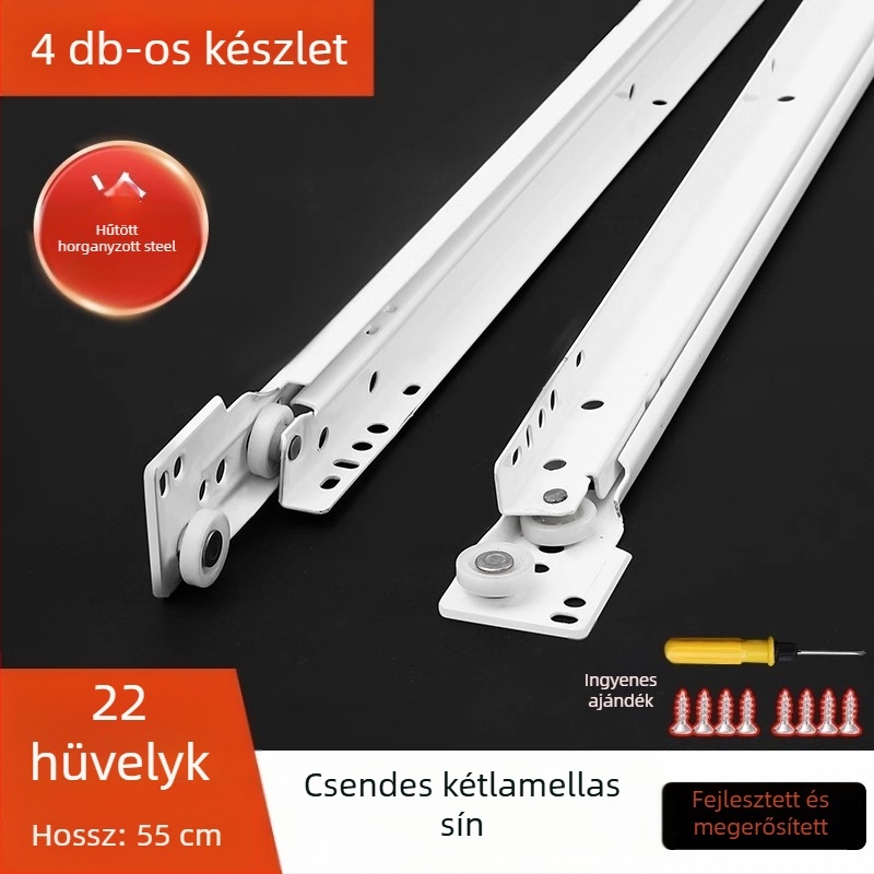 Két részes fiókcsúszka, oldalsó szerelésű gardrób/szekrény számára, hidegen hengerelt acél, modell Zg-20221201009, standard felület, Modern minimalist stílus