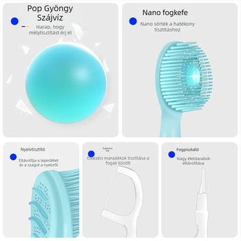 Nano gyöngyös fogkefe, hordozható, többfunkciós, puha sörtéjű, egyszer használatos, öt az egyben
