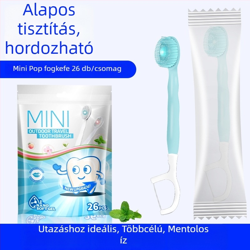 Nano gyöngyös fogkefe, hordozható, többfunkciós, puha sörtéjű, egyszer használatos, öt az egyben