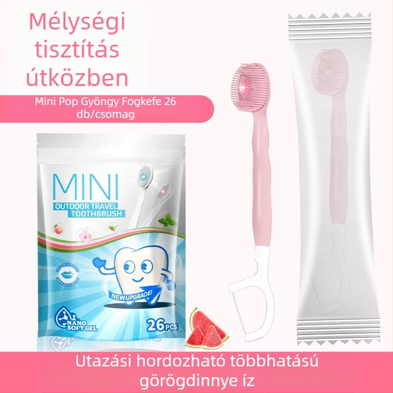 Nano gyöngyös fogkefe, hordozható, többfunkciós, puha sörtéjű, egyszer használatos, öt az egyben