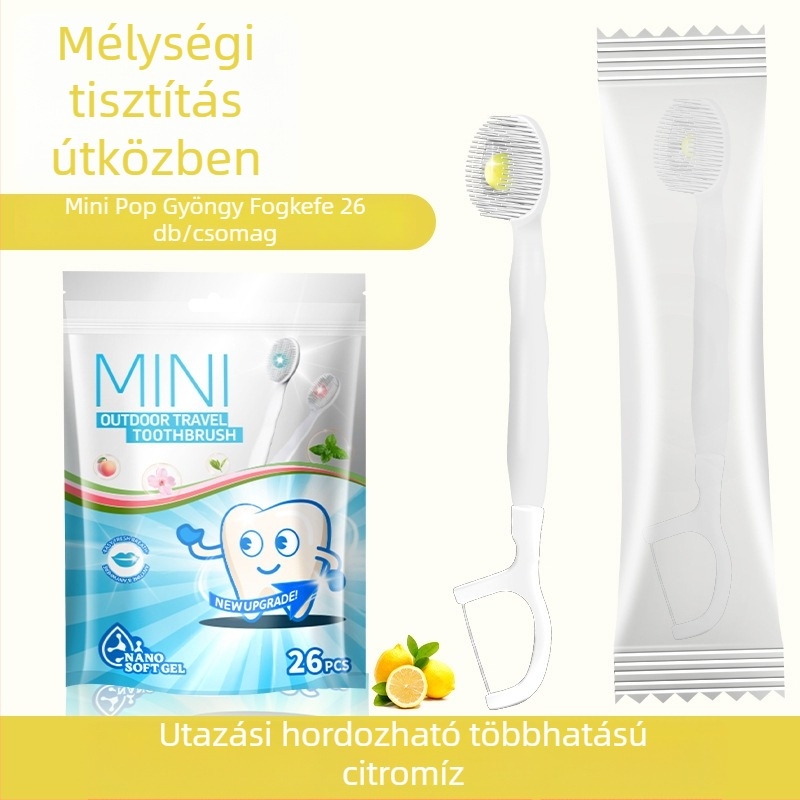 Nano gyöngyös fogkefe, hordozható, többfunkciós, puha sörtéjű, egyszer használatos, öt az egyben