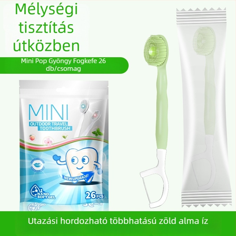 Nano gyöngyös fogkefe, hordozható, többfunkciós, puha sörtéjű, egyszer használatos, öt az egyben
