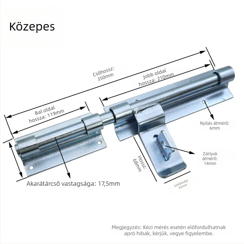 Masszív ajtózár hosszított vasból, galvanizált felülettel, modern minimalista stílus