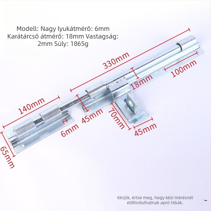 Masszív ajtózár hosszított vasból, galvanizált felülettel, modern minimalista stílus