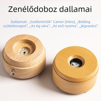 Forgó zenei doboz alapja bükkfából, Bluetooth távirányítóval és újratölthető LED lámpatartóval