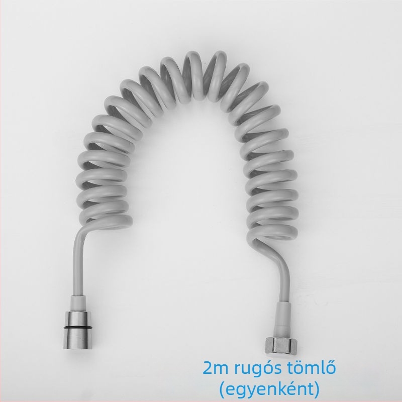 Fürdőszobai telefoncső visszahúzható rugós tömlővel, PU + rozsdamentes acél, modern stílus