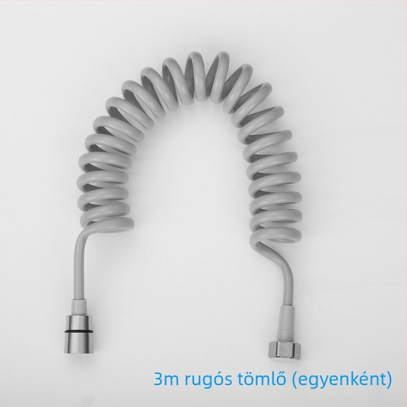 Fürdőszobai telefoncső visszahúzható rugós tömlővel, PU + rozsdamentes acél, modern stílus