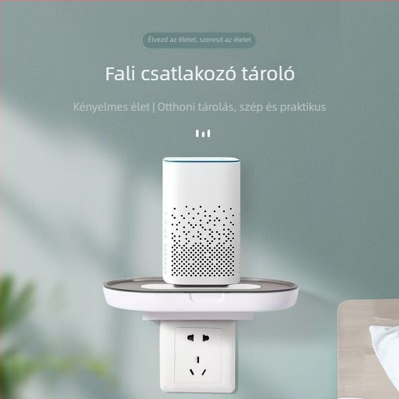 Hat szintes falra szerelhető elektronikai polc – router, TV-box és projektor számára, akasztóval, műanyagból