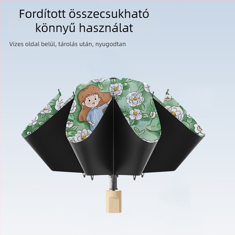 Bodini hajtogatható gyerek esernyő, manuális nyitás, karikatúra vinyl bevonattal, poliészter anyagból, UPF > 50, 8 bordák, tömeg 320 g
