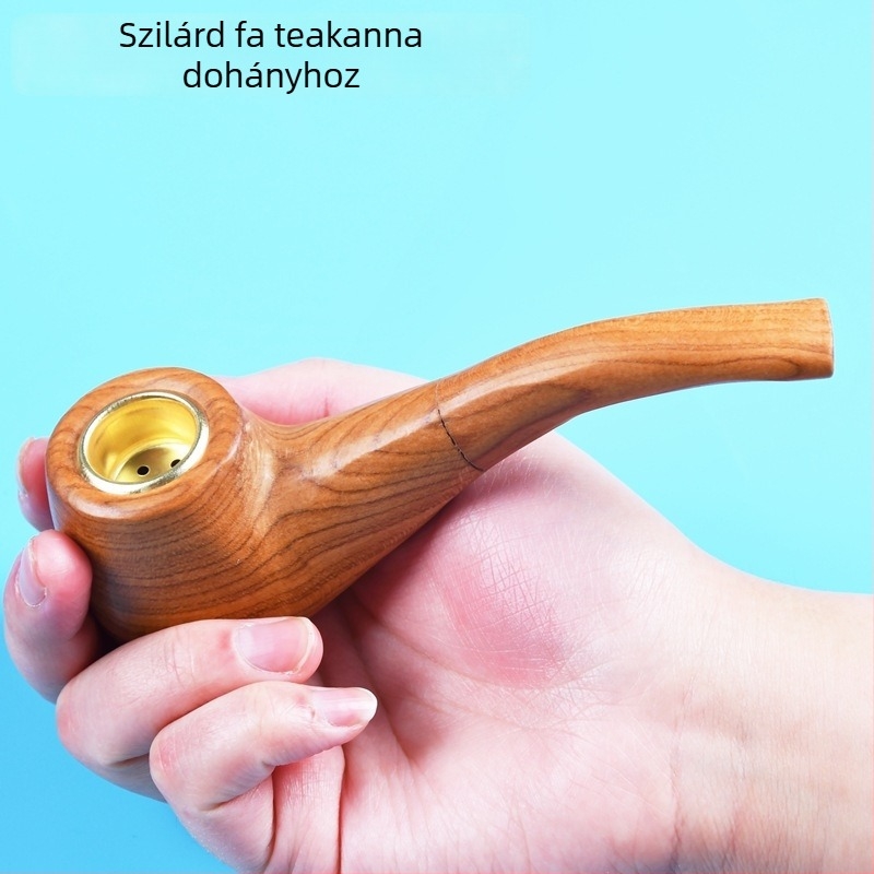 Tömörfából készült pipa – hordozható, görbe kialakítású, kézzel polírozott, újrahasználható, ajándék lehet (születésnap, ünnep, évforduló), doboz 300 darab