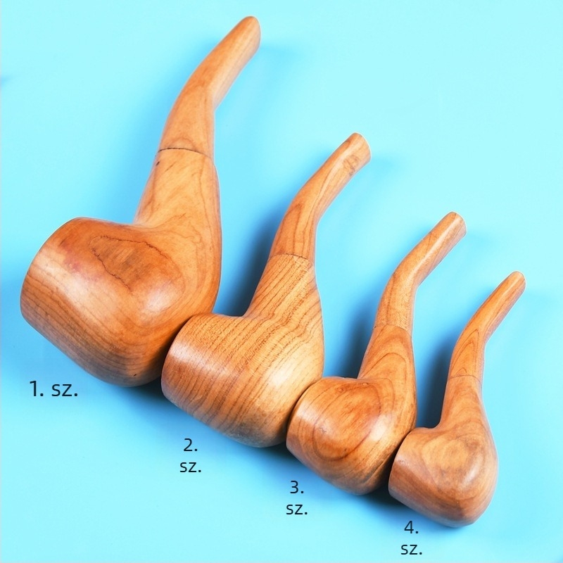 Tömörfából készült pipa – hordozható, görbe kialakítású, kézzel polírozott, újrahasználható, ajándék lehet (születésnap, ünnep, évforduló), doboz 300 darab