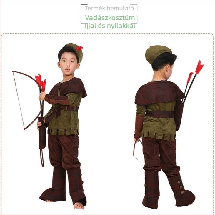 Man Xiang Robin Hood fiú színpadi jelmez, kenderkeverék szövet, 99% poliészter, 2023 tavasz, gyermekek számára 17 éves kor alatt