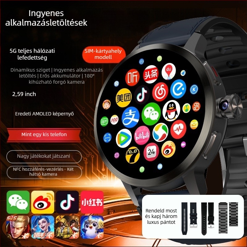 H99S kettős rendszerű okosóra SIM-kártya foglalattal, egészségügyi nyomon követés, AMOLED kijelző