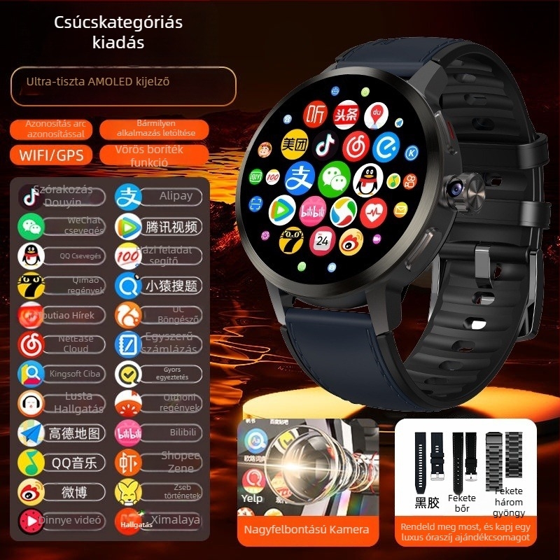 H99S kettős rendszerű okosóra SIM-kártya foglalattal, egészségügyi nyomon követés, AMOLED kijelző