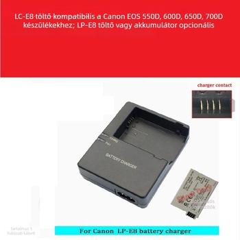LC-E8/LPE8 töltő Canon LP-E8 akkumulátorhoz – Kompatibilis EOS 700D, 600D, 550D, 650D, X7i, X6