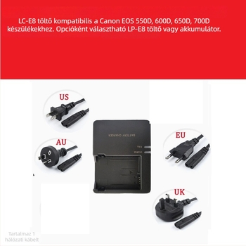 LC-E8/LPE8 töltő Canon LP-E8 akkumulátorhoz – Kompatibilis EOS 700D, 600D, 550D, 650D, X7i, X6