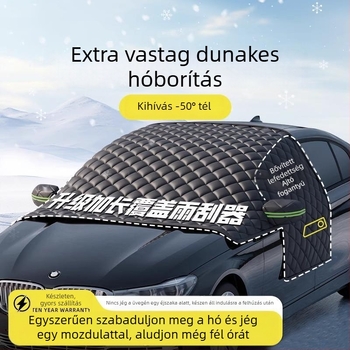 Autó első szélvédő takaró - Anti-fagyasztás, Hó elleni védelem, Téli napvédő árnyékolás - Oxford anyag