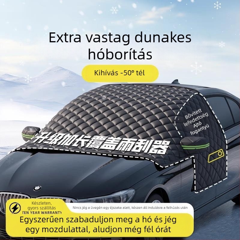 Autó első szélvédő takaró - Anti-fagyasztás, Hó elleni védelem, Téli napvédő árnyékolás - Oxford anyag