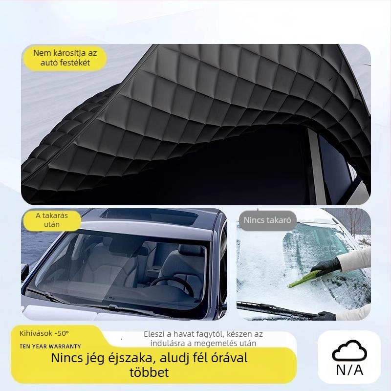 Autó első szélvédő takaró - Anti-fagyasztás, Hó elleni védelem, Téli napvédő árnyékolás - Oxford anyag