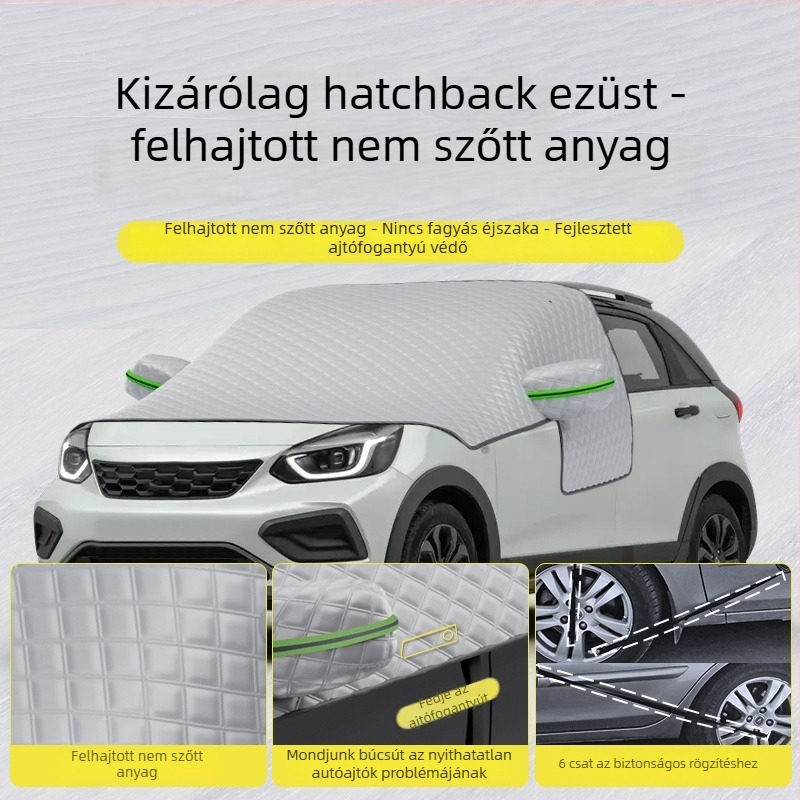 Autó első szélvédő takaró - Anti-fagyasztás, Hó elleni védelem, Téli napvédő árnyékolás - Oxford anyag