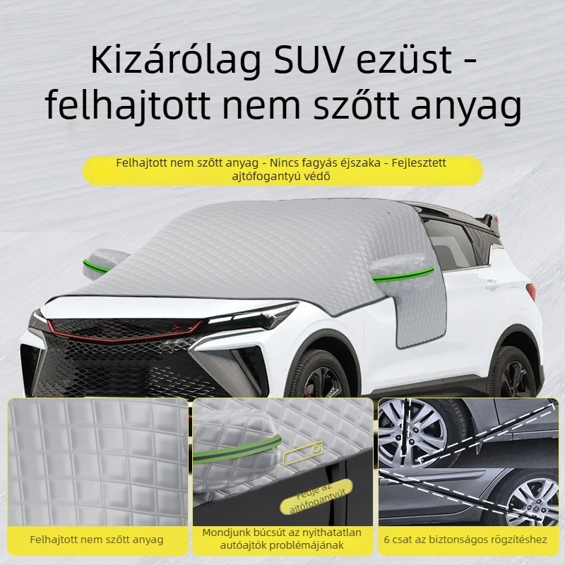 Autó első szélvédő takaró - Anti-fagyasztás, Hó elleni védelem, Téli napvédő árnyékolás - Oxford anyag