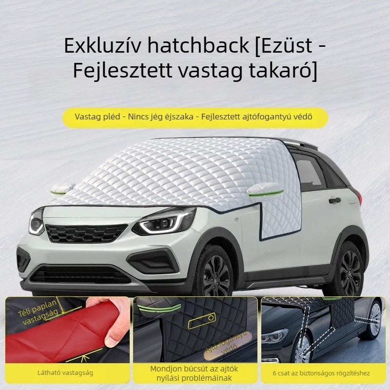 Autó első szélvédő takaró - Anti-fagyasztás, Hó elleni védelem, Téli napvédő árnyékolás - Oxford anyag