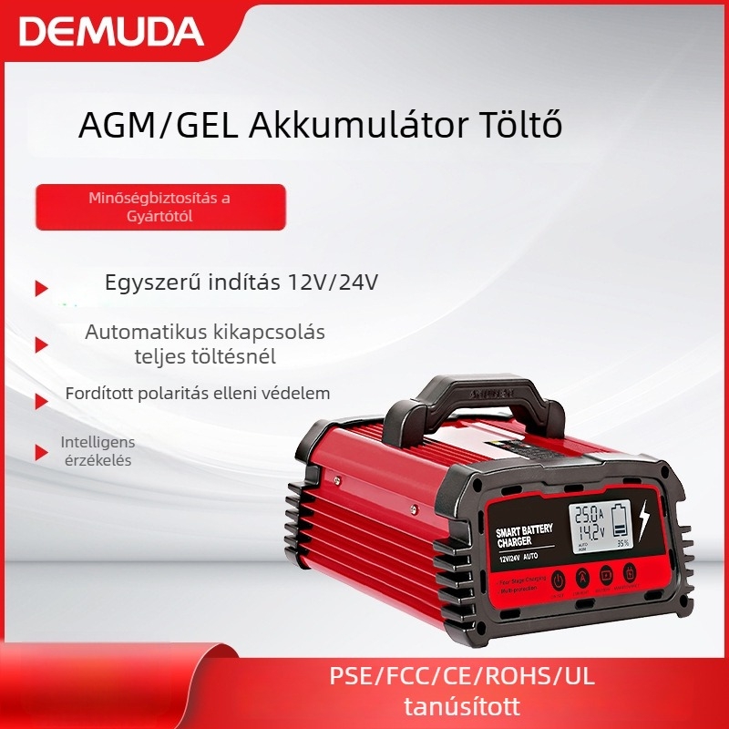 Demda 12V/24V intelligens pulzusjavító autó akkumulátor töltő, Lead-Acid, DC200 sorozat, 2 rekesz, 5A/10A/20A, FCC CE ROHS