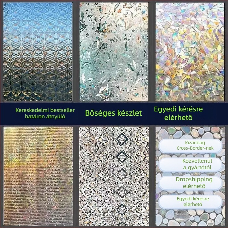 ablakfilm magánéletért – opálos üveg, elektrostatikus ragasztás, PVC, modern minimalista stílus, egyéni feldolgozás