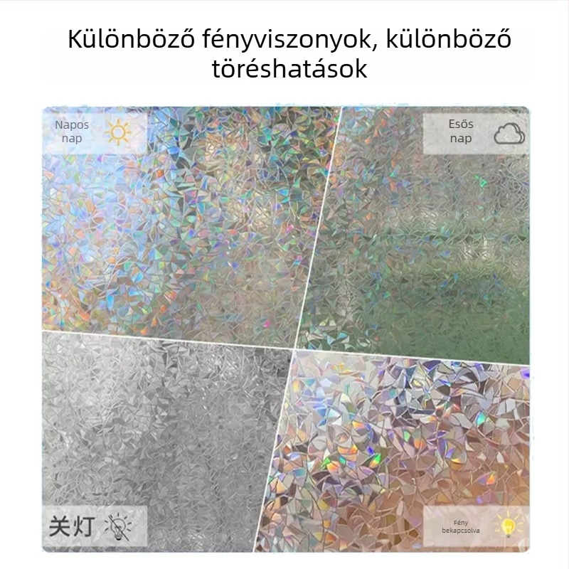 ablakfilm magánéletért – opálos üveg, elektrostatikus ragasztás, PVC, modern minimalista stílus, egyéni feldolgozás