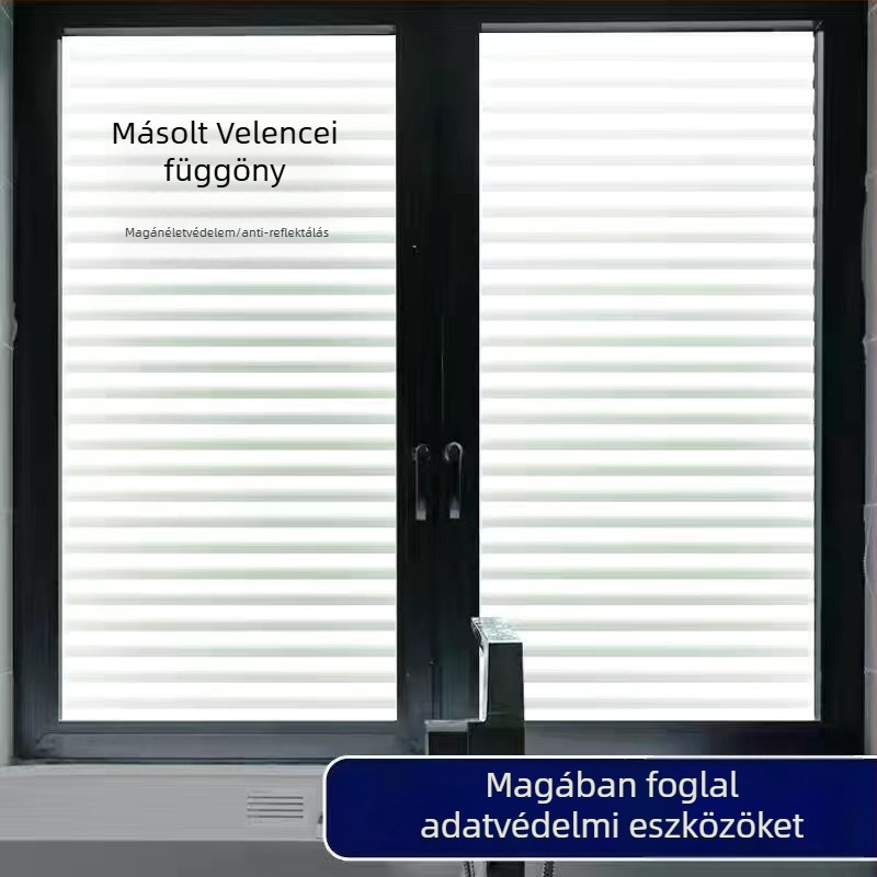 ablakfilm magánéletért – opálos üveg, elektrostatikus ragasztás, PVC, modern minimalista stílus, egyéni feldolgozás
