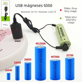 Hollyet mágneses lítiumakkumulátor töltő 21700, kompatibilis 18650/401350A akkumulátorokkal, bemenet 5V, kimenet 4.2V 1.2A, Li-ion akkumulátor töltő sorozat