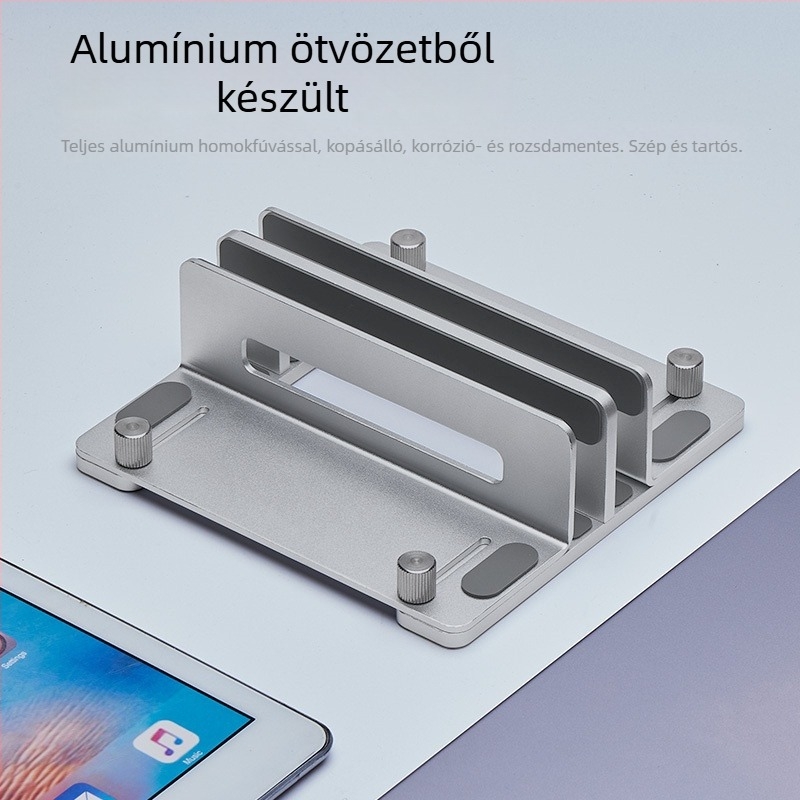 Laptophoz és Mac mini M4-hez függőleges állvány — alumíniumötvözet; modell: függőleges állvány; általános kompatibilitás; 2024-ben piacra került; súly az egy- vagy kétklipszes változattól függ